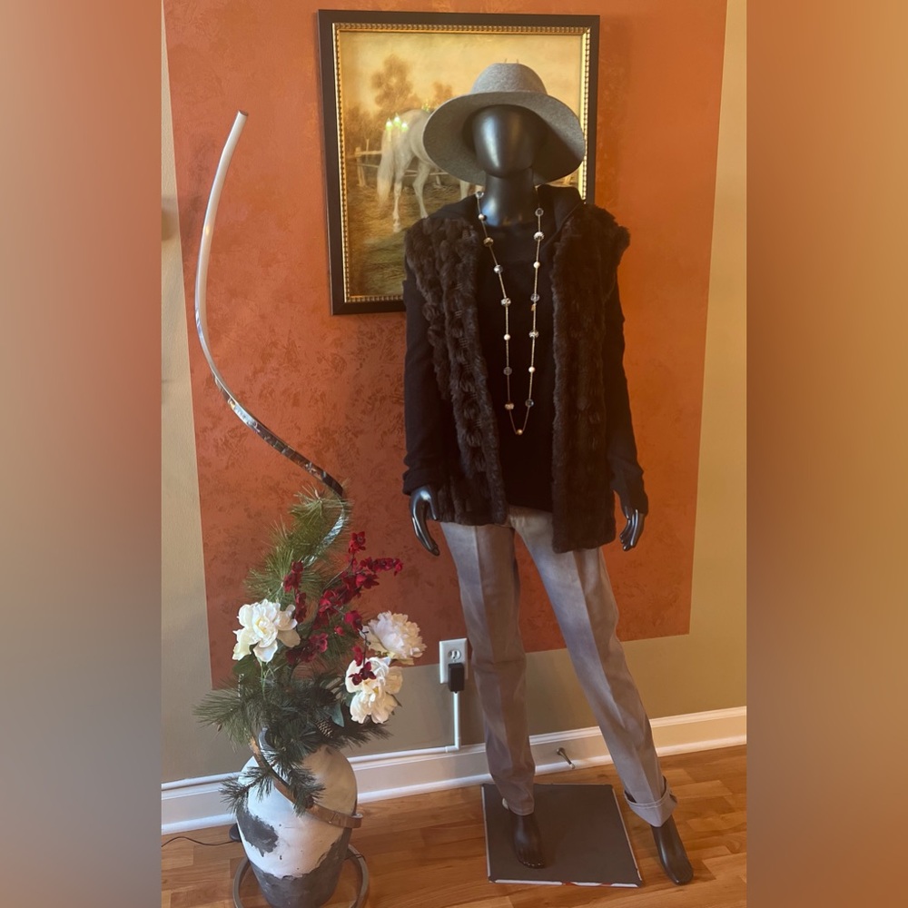 Stylish Black and Brown Faux Fur Vest